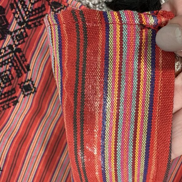 Andree by Unit Embroidered Red Black Poncho Top With Tassels Women Size Med Boho - Picture 9 of 11